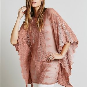 Free People Susie Sheer Lace Poncho